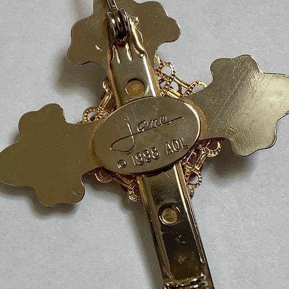 Vintage Cross Brooch signed Jane 1998 AOL - Picture 6 of 11